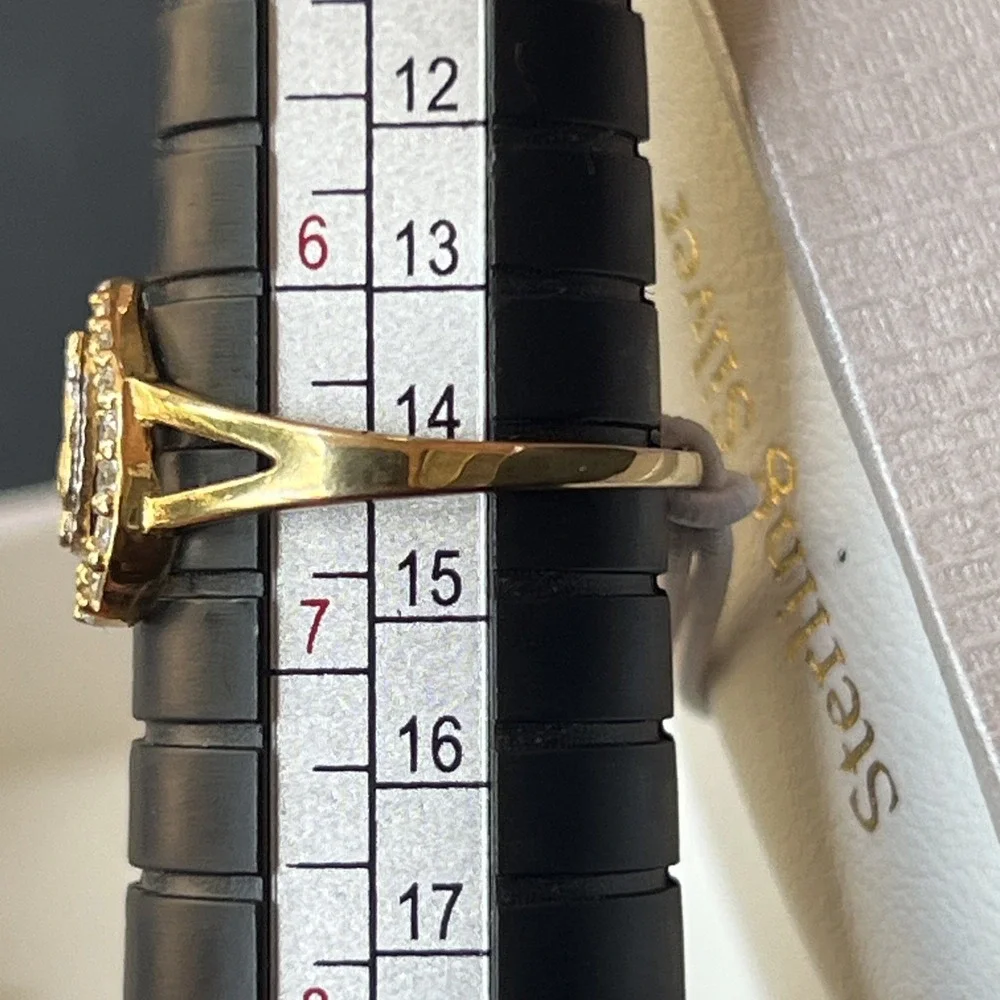 Cynthia Rowley 925 Sterling Silver Gold Plated Virgin Mary Heart CZ Ring 6.5 NIB